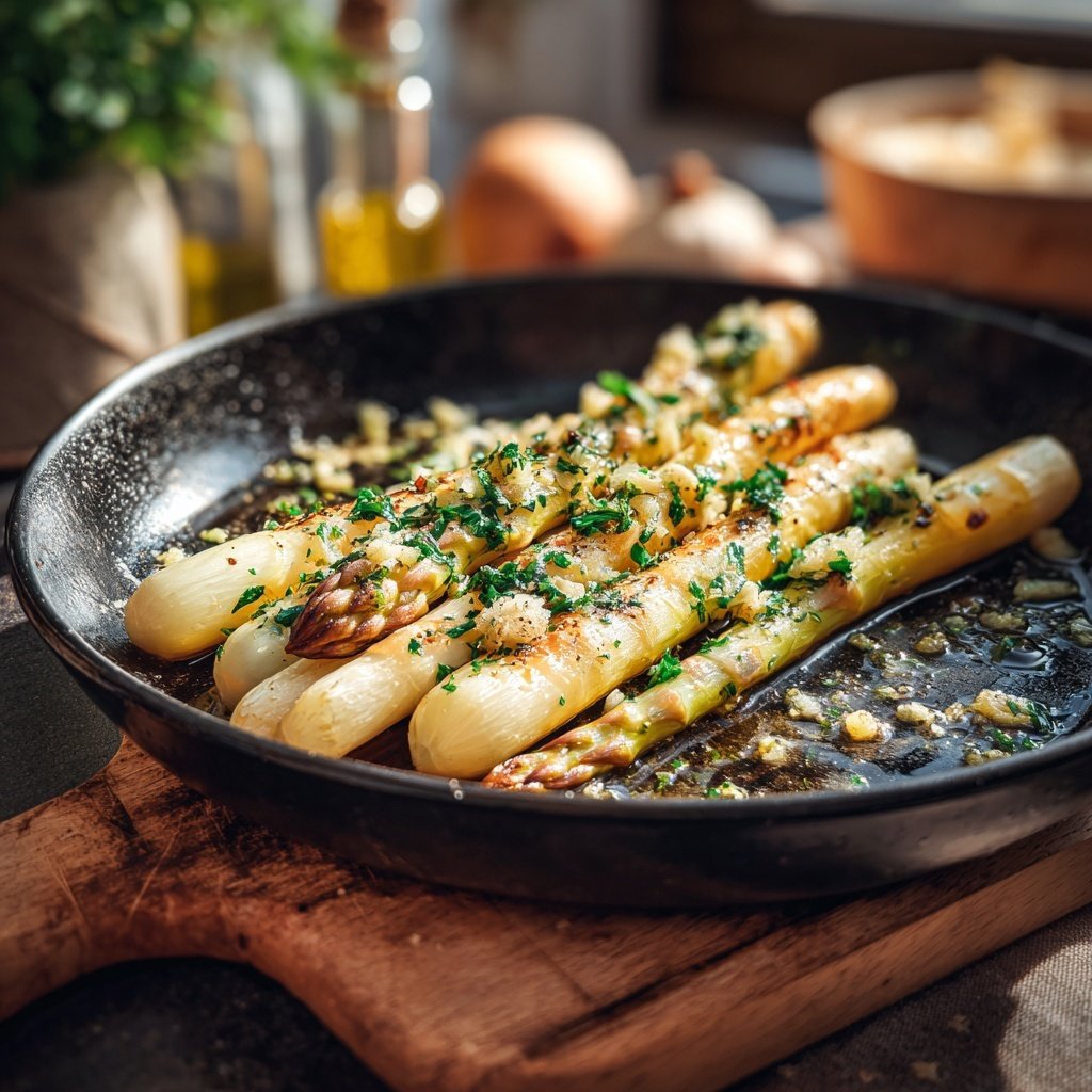 Gebratener Spargel mit Knoblauch