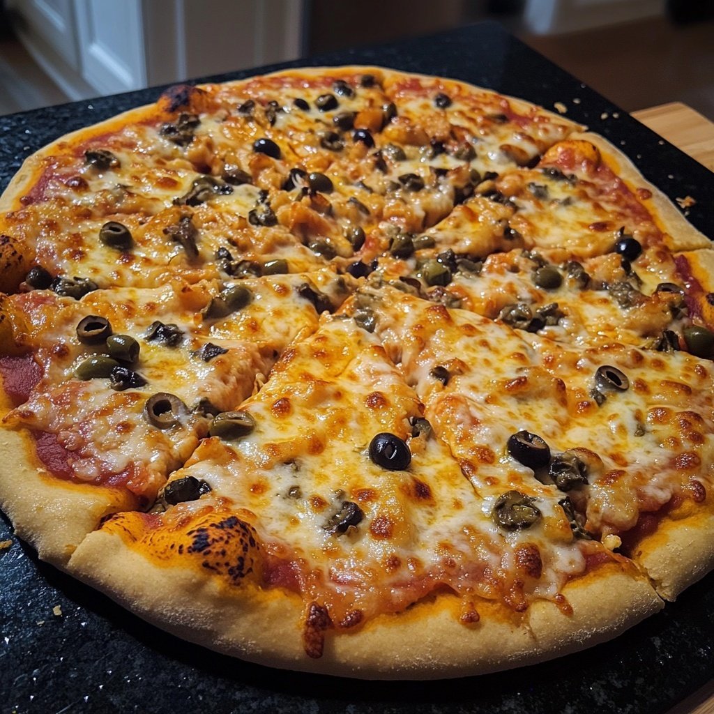 Pizza mit Oliven und Kapern