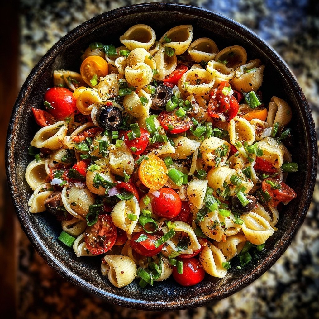Mediterraner Nudelsalat Mit Frühlingszwiebeln